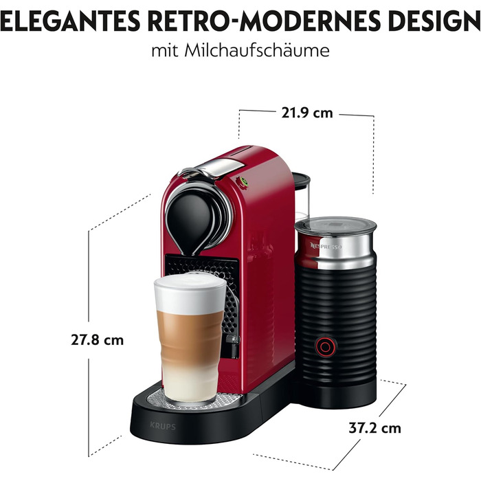 Кавомашина капсульна Nespresso Krups XN7615 Citiz&Milk, 1260 Вт, 1 л, 19 Бар, червона