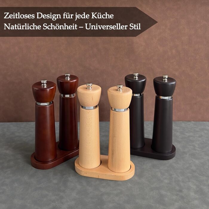 Набір для солі та перцю з дерева – 2 шт. Механічні млини для солі та перцю з регульованою керамічною жорновою системою, з акціїї, висота 21 см