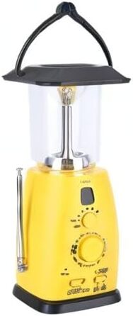 VGEBY LED Camping Lantern, 8 LED Solar Crank Lantern Hand Crank Lantern Rechargeable Solar Lantern With AM/FM Radio FOR Camping, Storms, Power Outages, Hiking, Walking, Festivals, Caravans
