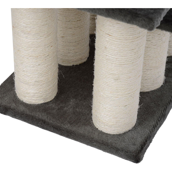 PawHut Pet Stairs 3-Step Cat Stairs Dog Stairs Stairs for Cats and Dogs Plush Dark Grey 45 x 35 x 34 cm