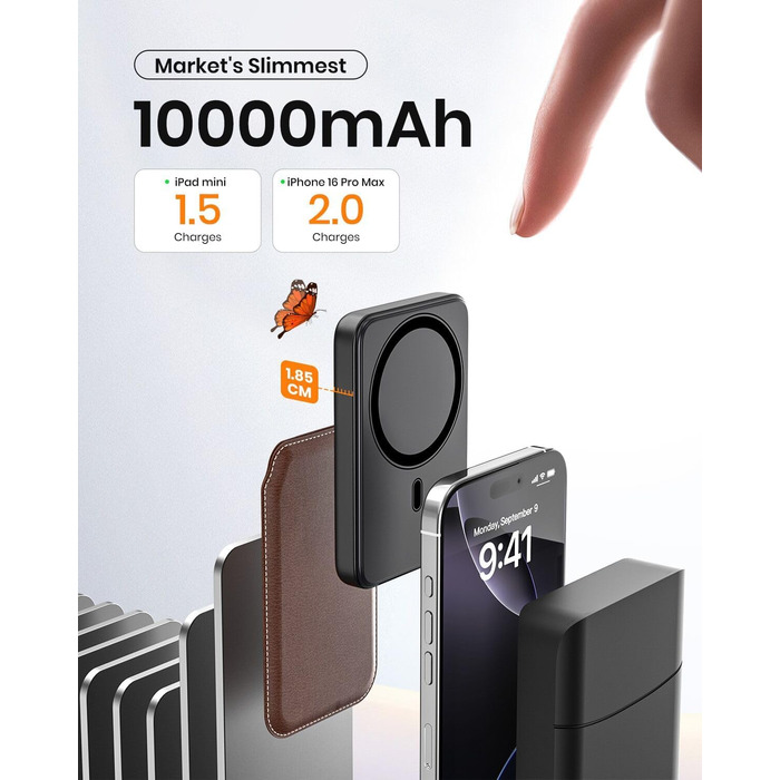 Power Bank A ADDTOP 10000mAh з бездротовою зарядкою та PD 20W - чорний
