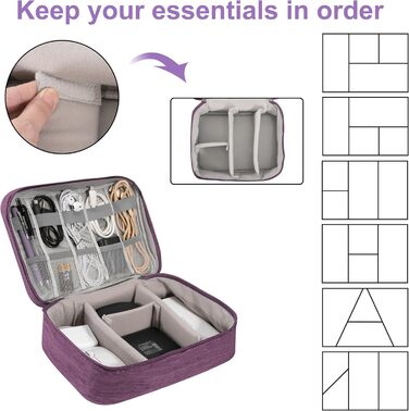 Водонепроникна сумка-органайзер для кабелів та аксесуарів електроніки (фіолетовий)