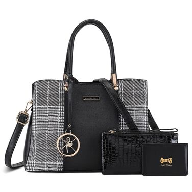 Жіноча сумка-шопер VINBAGGE з PU шкіри, чорна. Сумка через плече для офісу та на кожен день