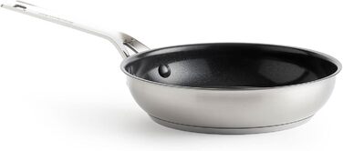 Сковорода KitchenAid 20 і 28 см, нержавіюча сталь, 3-шарове антипригарне покриття, для індукції, духовки і посудомийки, з холодною ручкою, срібляста