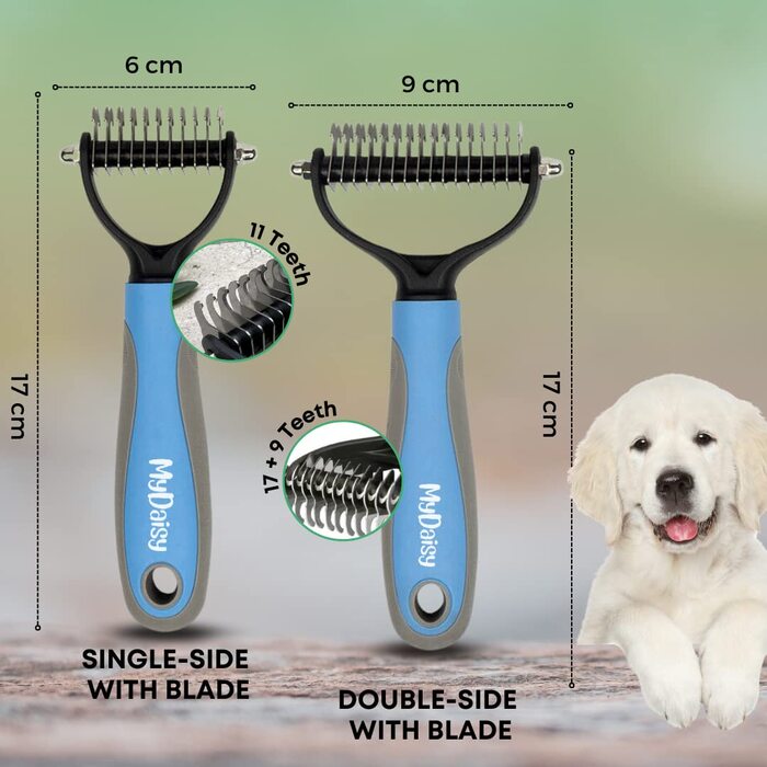 Щітка для собак та котів, видалення підшерстка, довга шерсть, гребінець для собак, синій
