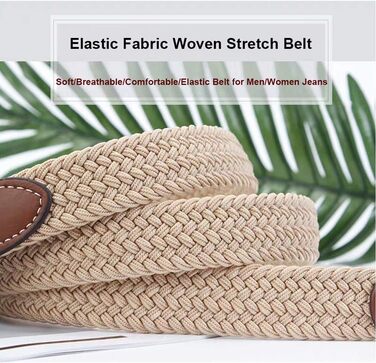 Еластичний жіночий/дівчачий ремінь 2.5 см, плетений, для джинсів та суконь, 2 шт. (Чорний/Хакі, M/91/96 см)