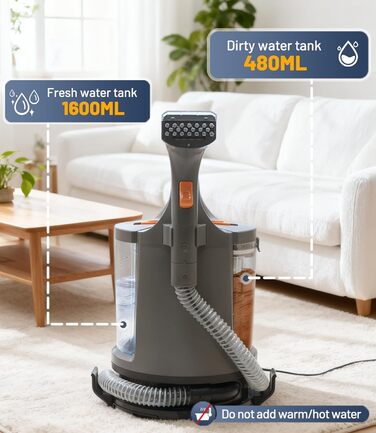 Портативний мийкий пилосос 400W з 2-танком для чищення диванів, килимів, авто та постільної білизни