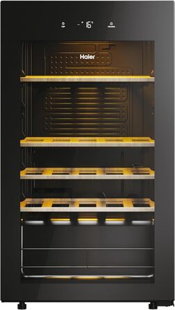 Haier 34 Bottle Wine Refrigerator - 1 Zone Wine Cooler with UV Glass Door, Wi-Fi & Touch Display