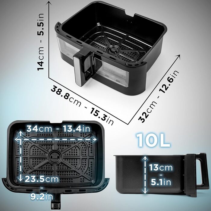 Кошик для аерофритюрниці Duronic AFD1, 10 л, запасний, для Duronic AF24, великий для сім'ї, аксесуар для аерофритюрниці без олії
