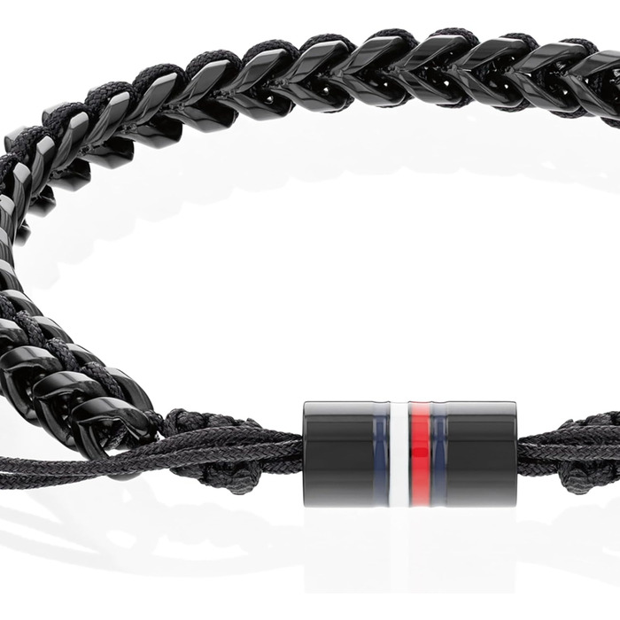 Браслет чоловічий Tommy Hilfiger з нержавіючої сталі та нейлону, плетінка, регульований замок (Чорний)
