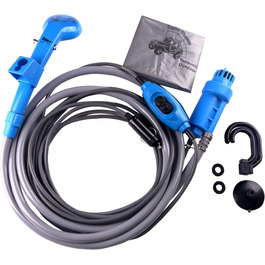 12V Cigarette Lighter Socket Outdoor Camping Shower with Submersible Pump for Car, Vehicle, Motorhome, Caravan, RV, Blue