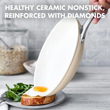 Набір посуду GreenPan Padova з антипригарним покриттям Hartelox, 17 предметів, без PFAS, індукція, безпечний для здоров'я, Taupe