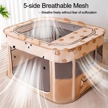 Складаний вольєр для тварин, портативний, для цуценят, собак, кошенят, котів, Indoor/Outdoor, Pop-Up, розмір M, коричневий