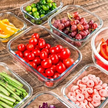 Набір контейнерів для їжі Glas Meal Prep, 12 штук, рожевий, для зберігання та обіду, миється в посудомийній машині