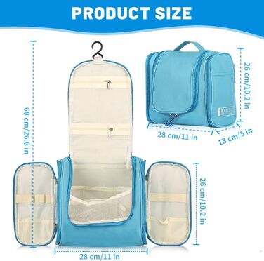 Чоловіча косметичка-органайзер для подорожей з гачком, зелена/блакитна