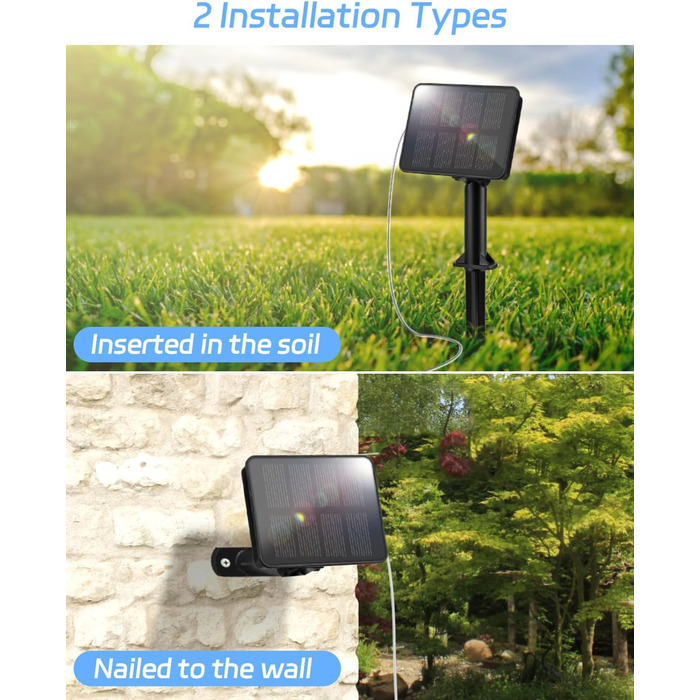 Сонячна гірлянда для зовнішнього використання, 12м, 120 LED, холодне біле світло, 8 режимів. Підходить для декору саду, двору, тераси, весіль. Вологостійка.