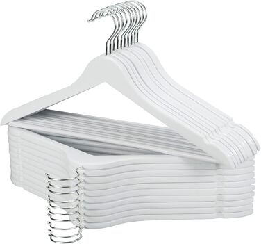 Edergoo Clothes Hangers Wood 20 Pack, Smooth Surface White with 360 Degree Rotation and Shoulder Notches, Strong & Thin Wood Clothes Hangers Suit for Adults, 43.5cm Long