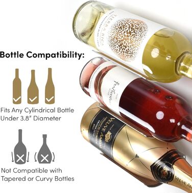 XYMPO Wall-Mounted Wine Rack Set, 6-Piece Aluminum Bottle Holders with Non-Slip Cork Pads for Secure Storage