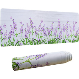 Мат для миші Sakura з квітковим дизайном, XL, 31.5 x 11.8 см, чорний, лавандовий