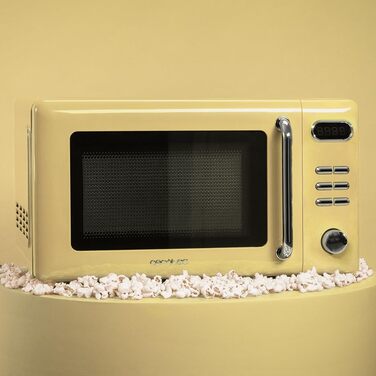 Мікрохвильова піч Cecotec Proclean 5110 Retro Yellow, 20 л, 700 Вт, мікрохвильова піч з грилем, 8 програм, таймер 60 хв, розморожування, безпечне замкання, жовтий колір, серія 51