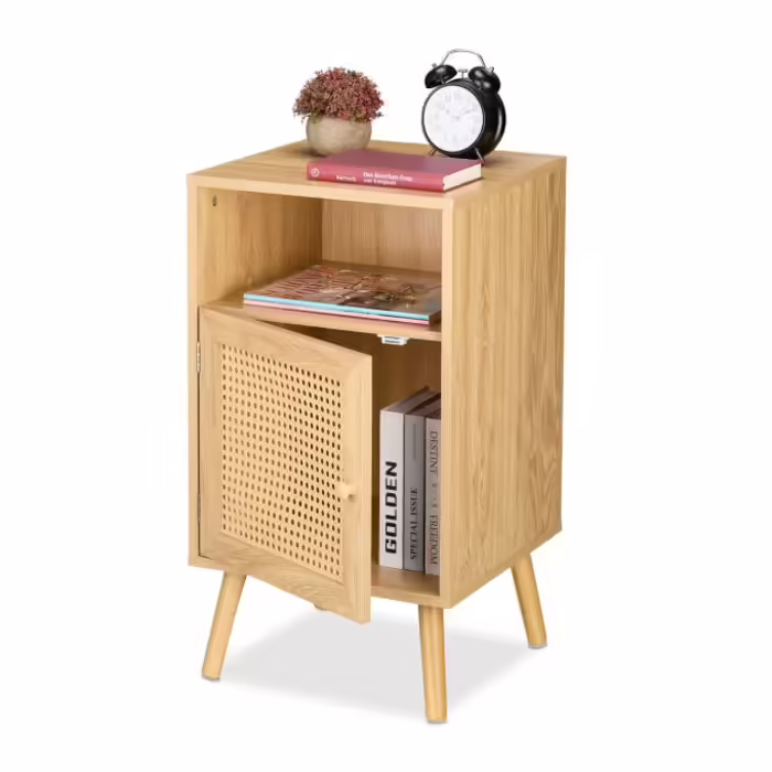 Relaxdays Nightstand with Rattan Design