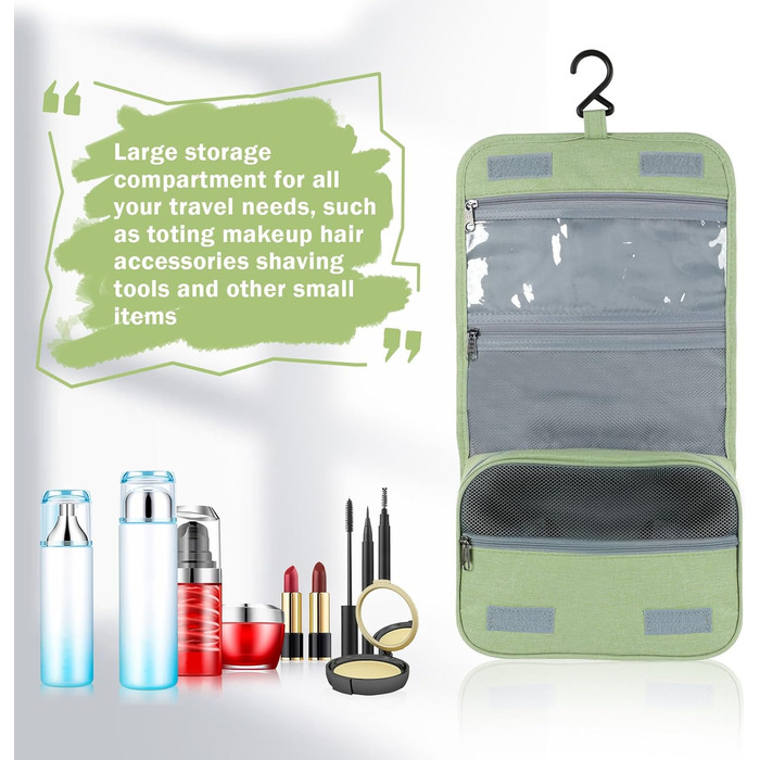 AiQInu Кульотутрюм для підвішування, унісекс, косметичка-органайзер для подорожей з гачком, бірюзовий (зелений)