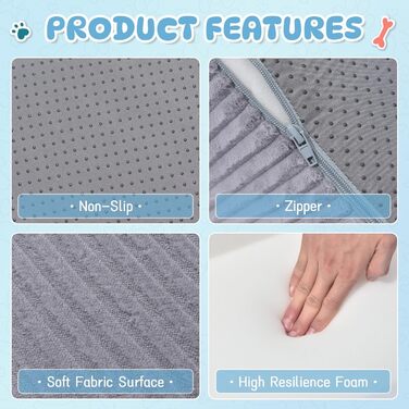 Сходинки для собак та котів на ліжко - 4 сходинки, неслизькі, знімні, миючі, для дому та авто (H: 50,8 см, сірий)