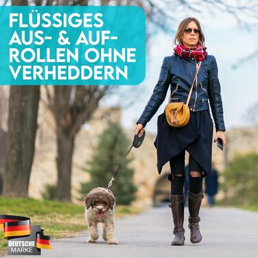 Extendable Dog Leash - 8m Retractable Leash for Small & Large Dogs - 50kg Weight Limit - Black