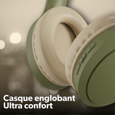 Бездротові навушники T'nB, складні, з пасивною шумоізоляцією, Bluetooth, стерео, мікрофон, до 30 годин роботи, зелені