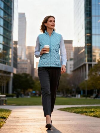 Жіночий безрукавний жилет Bienzoe на блискавці з утеплювачем, легкий, з еластичною в'язкою, кольори: сірий, блакитний (S)