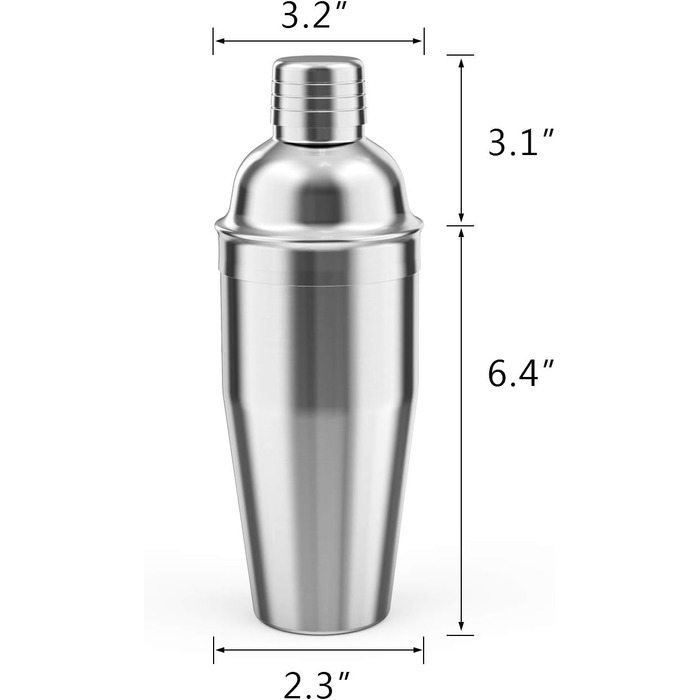 Cocktail Shaker, 750 ml Martini Shaker, Food-Grade Stainless Steel, Martini Mixer, Integrated Strainer, Luckygoobo Drink Shaker, Bartender Set, Gifts.