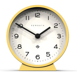 NEWGATE® M Silent Mantel Clock - 'No Tick' - A Modern Mantel Clock - Small Clock - Mantel Clocks - Minimalist Dial - (Bright Yellow)