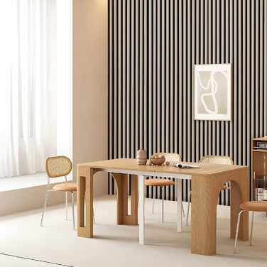 Акустичні панелі з дерева та фетру 120x60 см, білий дуб — звукопоглинаюча стіновая облицювання для покращення акустики приміщення, набір 2 шт