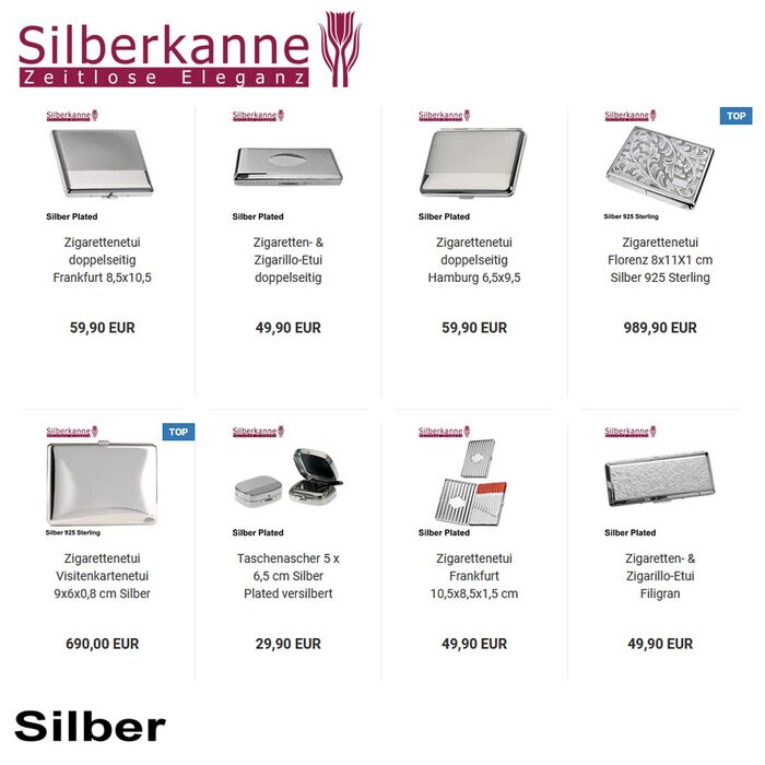 Сріблястий двосторонній портсигар Silberkanne Hamburg 6,5x9,5 см, преміум якість, посріблений метал