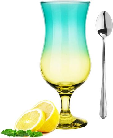 Набір келихів Glasmark KROSNO для коктейлів 420 мл, 6 шт., кольорові, для алкогольних напоїв, ложка в комплекті