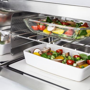 Мікрохвильова піч CASO MG20 Ceramic з грилем 2-в-1 | Керамічний нагрівач, решітка-гриль для 2 рівнів, 900 Вт, 1000 Вт гриль, 20 л, нержавіюча сталь, дзеркальне покриття