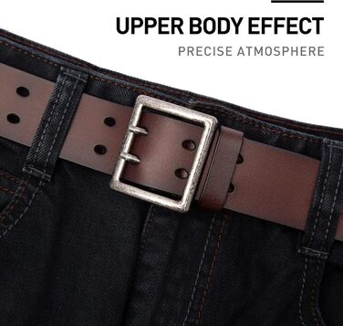 Чоловічий шкіряний ремінь BISON DENIM: джинсовий, бізнес, металевий, ретро. Ширина 38 мм, з подарунковою коробкою (W71812-1cm-кава)