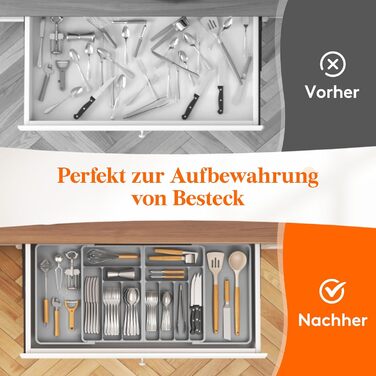 Органайзер для столових приборів Lifewit в шухляду, регульований (54.1-91.4 см x 43 см), 11-13 відділень, пластиковий, для ножів, виделок, ложок