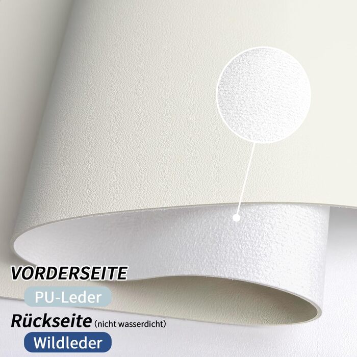 Підкладка на стіл, 80x40 см, з PU-шкіри, для офісу та дому, захист від подряпин, антиковзаюча, білий колір