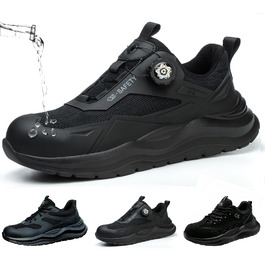 Робочі черевики чоловічі/жіночі, захисні черевики зі сталевою капами, легкі, неслизькі, дихаючі, водонепроникні, літні, чорні. Розмір 47 EU (відповідає 46.5 M105)