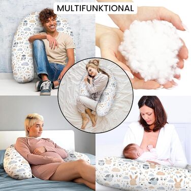 Подушка для вагітних Amilian Stillkissen 170 см XXL – подушка для сну на боці, подушка для годування, сіра та бежева