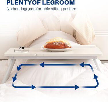 Зручний столик-підставка для ноутбука в ліжко/диван, регульований, складний, з підстаканником, білий (Opulent Garden)