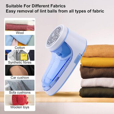 Електричний видалення ворсу для одягу та вовни з USB-кабелем та 2 запасними лезами (блакитний)