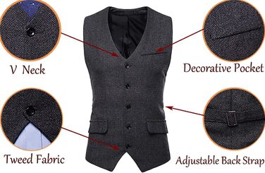 Жилет чоловічий RONGKI Showu з паєтками, Slim Fit, для вечірки, весілля, ділового стилю, елегантний, в стилі блейзера (XXL, візерунок 'єлочка', чорний/білий)