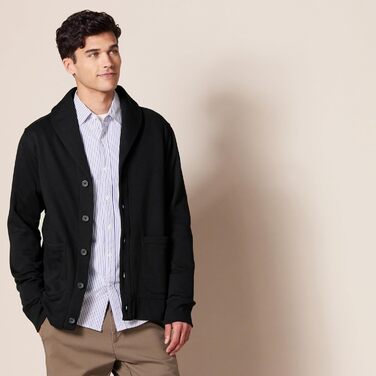 Чоловіча в'язана жилетка Amazon Essentias з капюшоном та коміром-шарфом (M, Чорний)