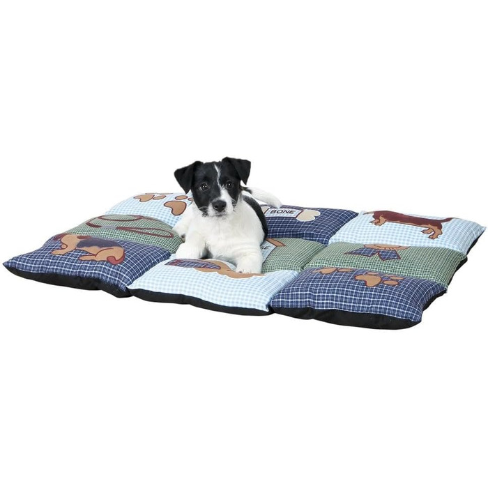 Килимок для собак Trixie Patchwork, 80 x 55 см, блакитний/зелений, стеганий, розмір 10 x 51 x 51 см