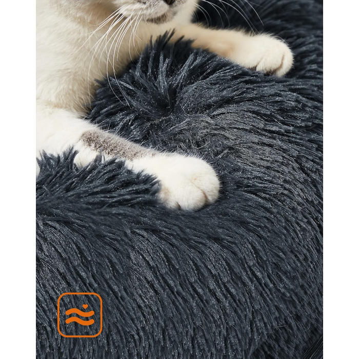 Кругле ліжко для собак та котів Feandrea, м'яке, донат, 60 см, темно-сірий, знімний наповнювач