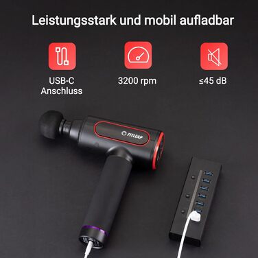 Масажний пістолет Fitleap Pro: 6 насадок, 6 режимів, 3200 об/хв, USB-C, для шиї, спини, плечей та ніг