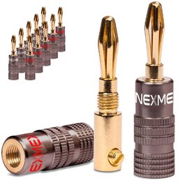 NEXMEX Бананові роз'єми 4 мм (12 шт.) позолочені 24K для акустичних кабелів Hi-Fi - набір конекторів