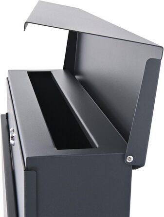 Поштова скринька Verda Anthrazit з газетницею, порошкове покриття AkzoNobel, 2 ключі, табличка з ім'ям, персоналізована, дизайнерська настінна, нержавіюча сталь (Sn3645-1)